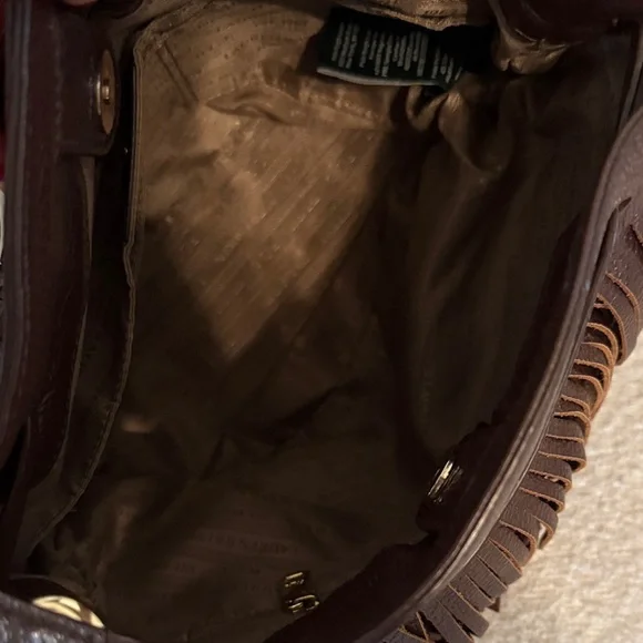 Ralph Lauren - Western Chic Brown Fringe Leather Bucket Bag - Picture 8 of 9